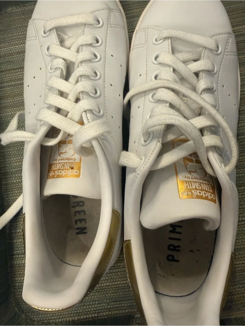 adidas White Leather Sneakers with Gold Heel Tab